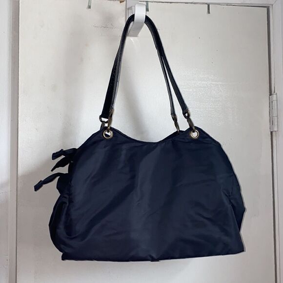 DAVID & SCOTTI Triple Compartment Black Nylon Hobo - Picture 4 of 11
